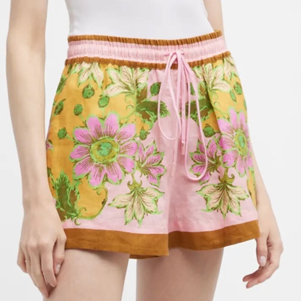 Alémais Winnie floral draw string linen shorts shorts